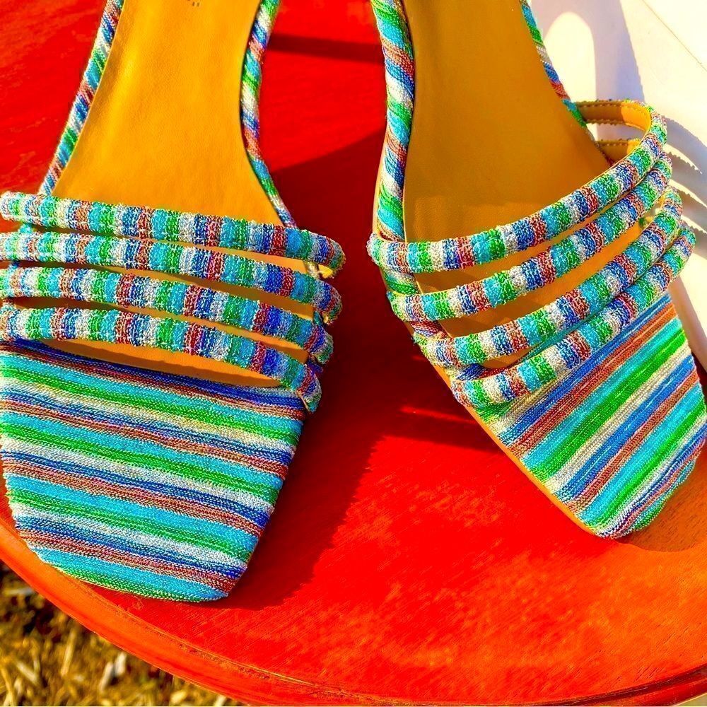 NEW REBECCA MINKOFF DECKLYNN METALLIC RAINBOW KITTEN-HEEL MULES 9M - Picture 8 of 15